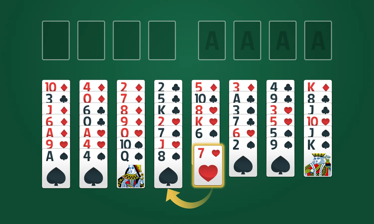 Règles du jeu Solitaire FreeCell: Déplacer les cartes dans le tableau