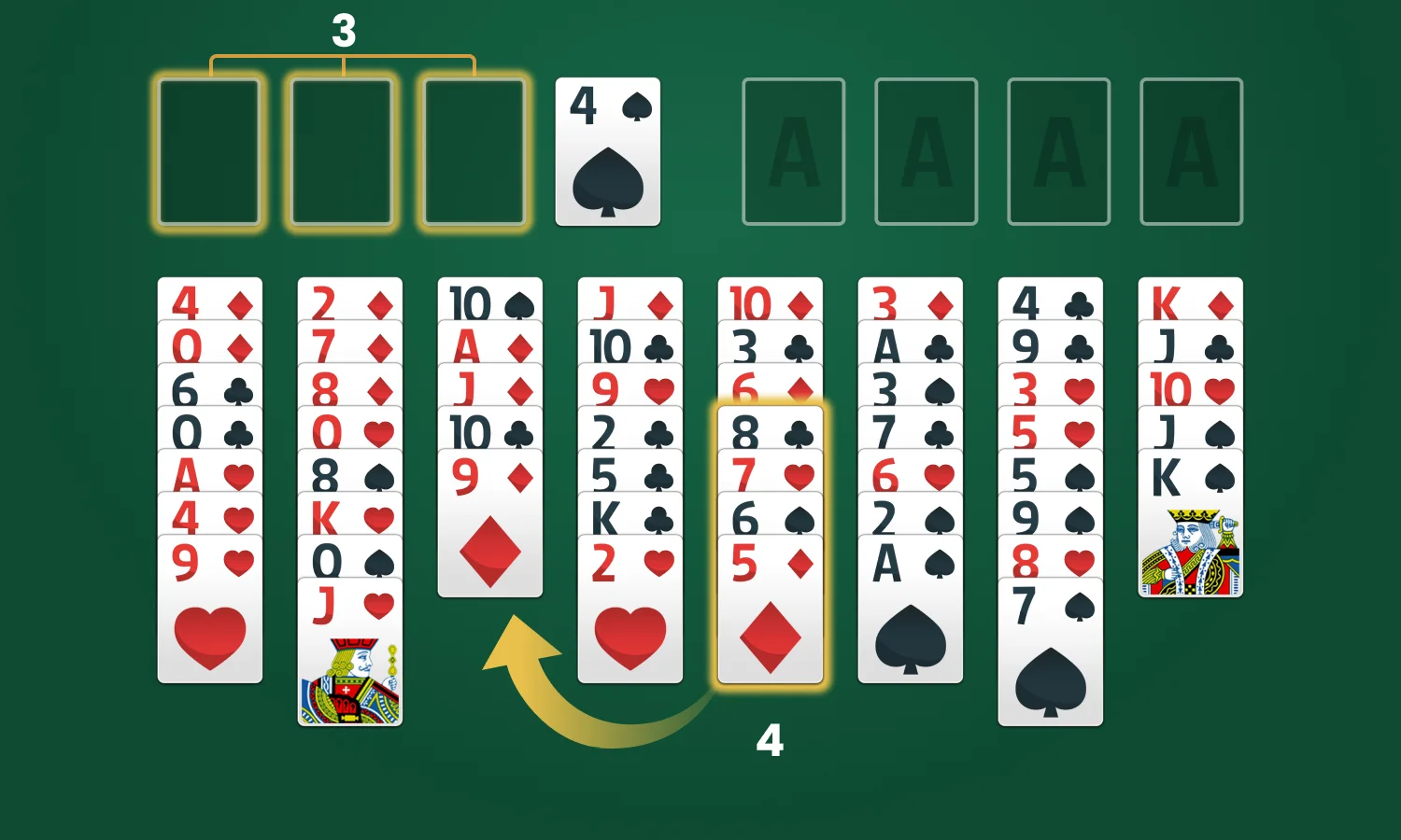 Règles du jeu Solitaire FreeCell: Déplacer des séquences de cartes