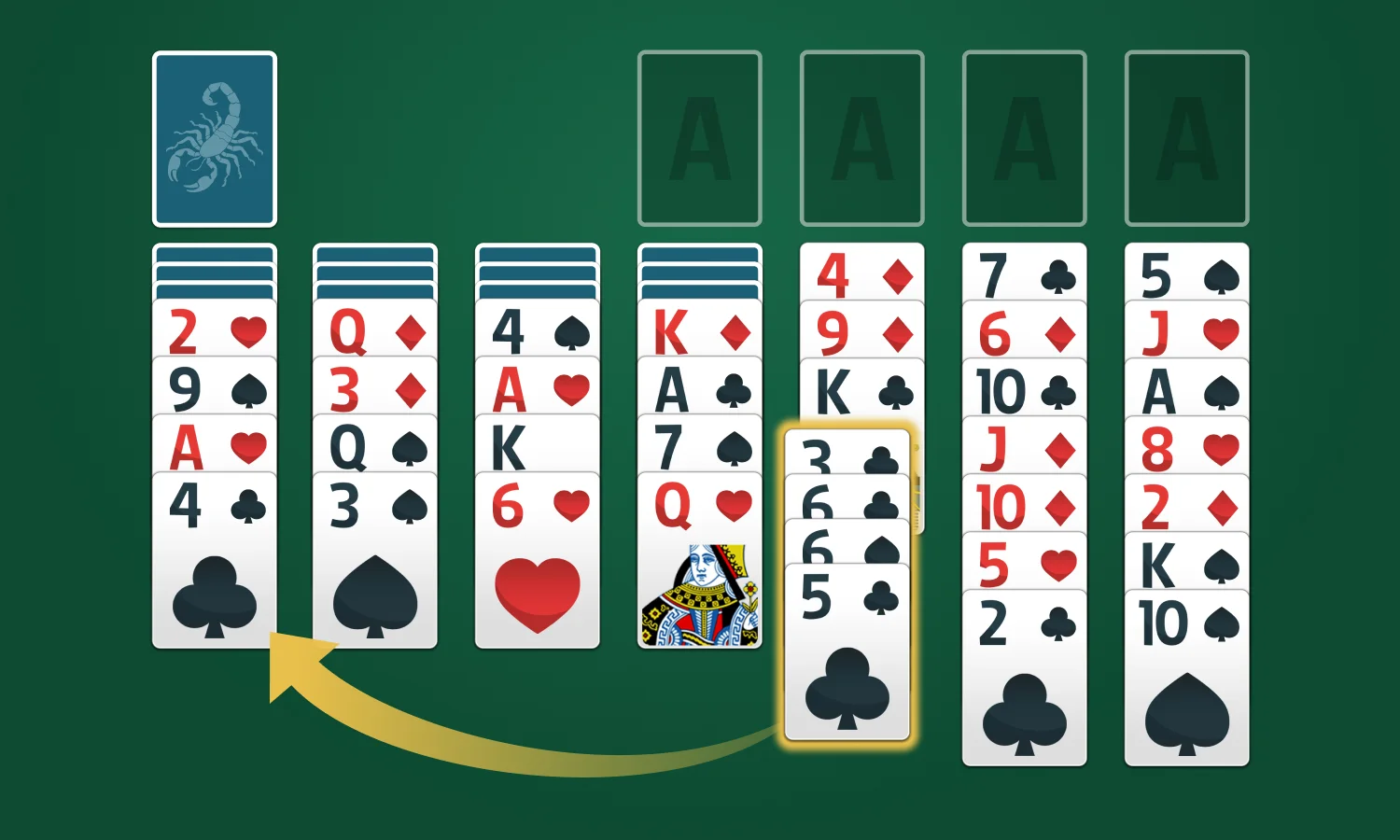 How to Play Scorpion Solitaire: Step 1